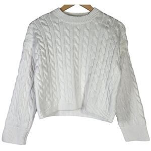 J. Crew Cable-knit cropped sweater White S BX465